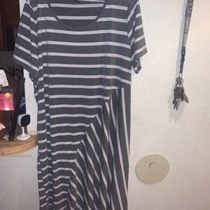 Lane Bryant Gray Striped Midi Dress